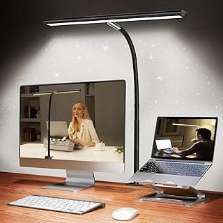 Airlonv LED Desk Lamp for Office Home, Eye-Caring Desk Light with Stepless Dimming Adjustable Flexible Gooseneck, 10W USB Adapter Desk Lamp...