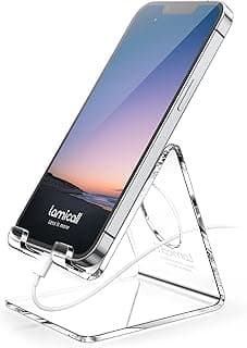 Lamicall Cell Phone Stand, Desk Accessories - Clear Office Cell Phone Holder, Acrylic Phone Stand, Desktop, Acrylic Office Desk Decor Acces...